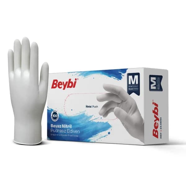BEYBİ PN3 POLY ASTARLI NİTRİL SARI-BEYAZ ELDİVEN - BYBİ040177